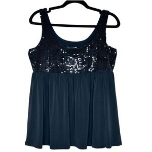 Gabriella‎ Rossi NWT Sequin Tank Top Black Sleeveless Blouse Women's Size S Chic